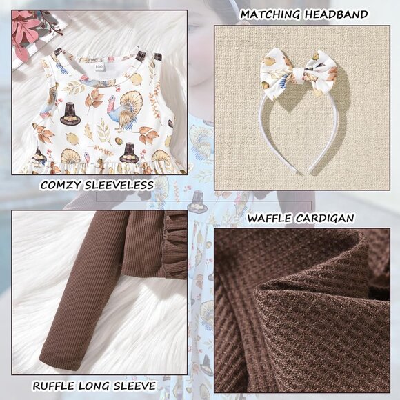 Warm & Stylish Toddler Dress and Cardigan Set - Perfect for Fall Celebrations - Picture 4 of 6